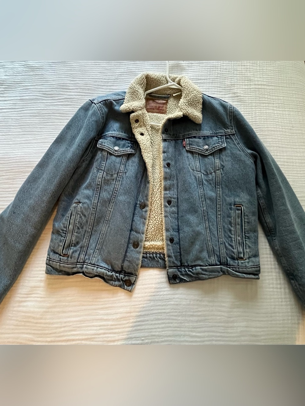 Levi's Blue Denim Sherpa Jacket with Cream Lining